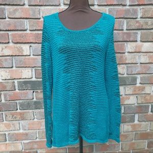 [Rock & Republic] Teal Metallic Sheer Sweater